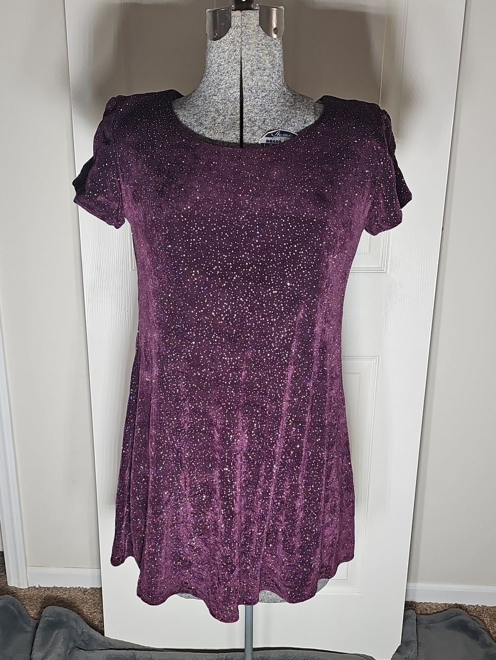 VTG 90s Jessica Howard Purple Velvet Glitter Dress Whimsigoth Petite Size 8 P